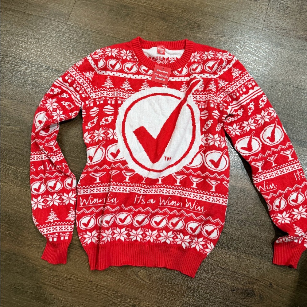 NWT Winn Dixie Ugly Christmas Holiday Winter Sweater Pullover Red White Size M